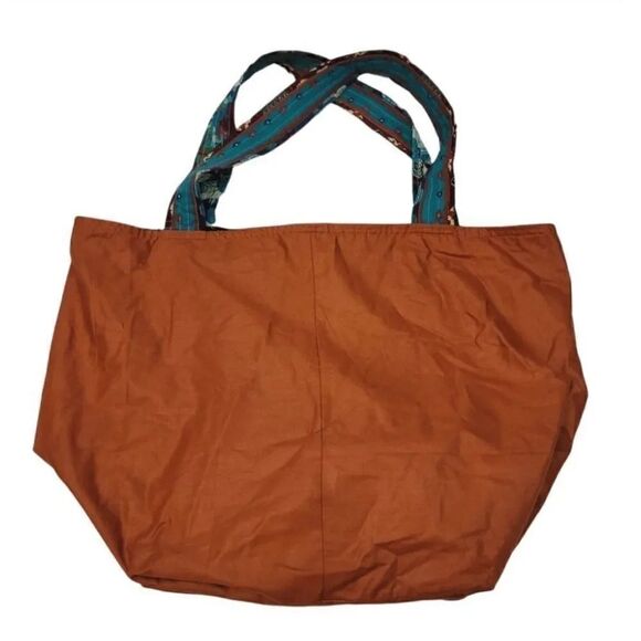 Vintage Handcrafted Indian Navajo/Aztec Reversible Slouchy Tote Bag - Picture 2 of 6